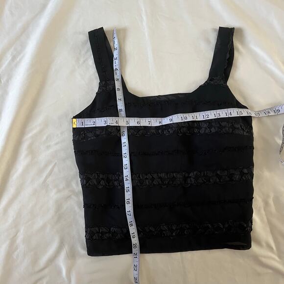 Vtg Y2K Black Ruffle Tank Top Wmns 10P Witchy Whimsygoth Emo Grunge - Picture 7 of 7